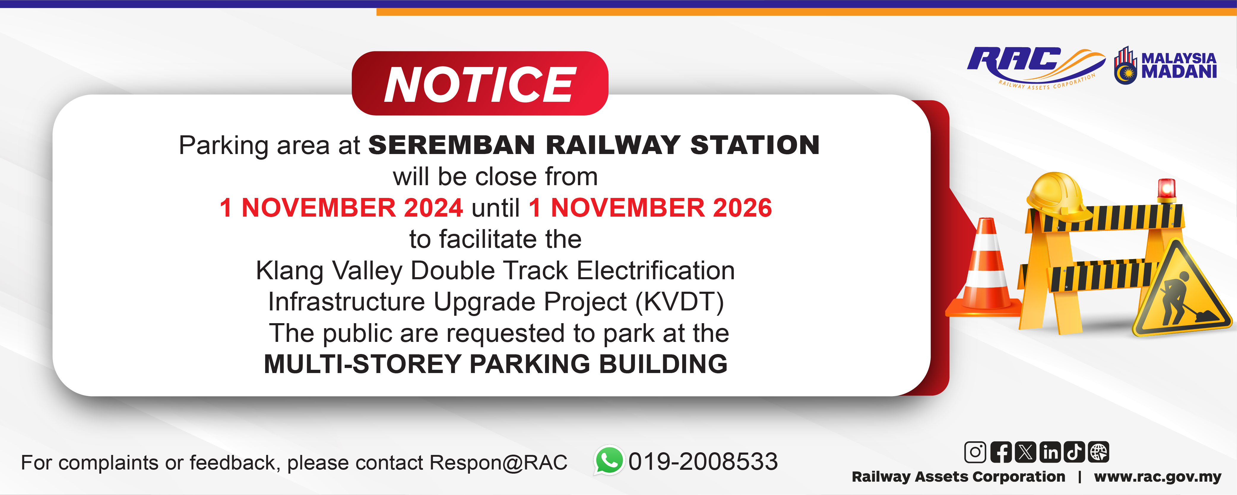 Notis Penutupan Stesen Seremban 